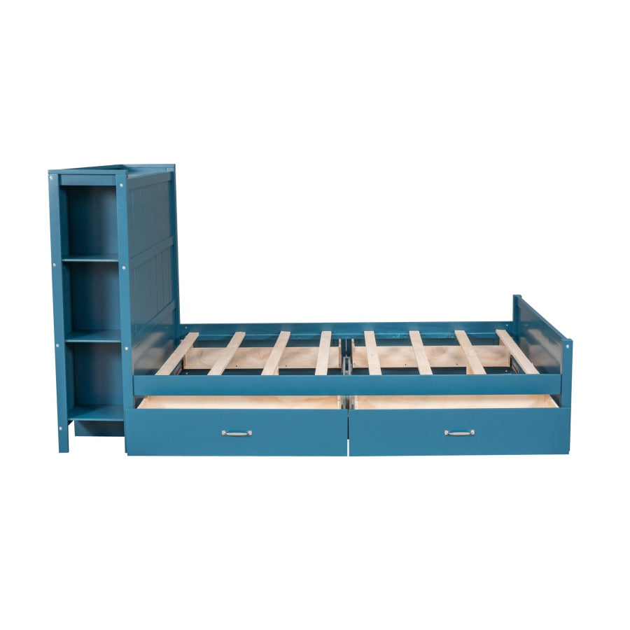 Full Size bed,Youth bed,Adult bed,Modern Full Size Platform Bed with Drawers,Storage Shelves,Headboard and Footboard,for bedroom