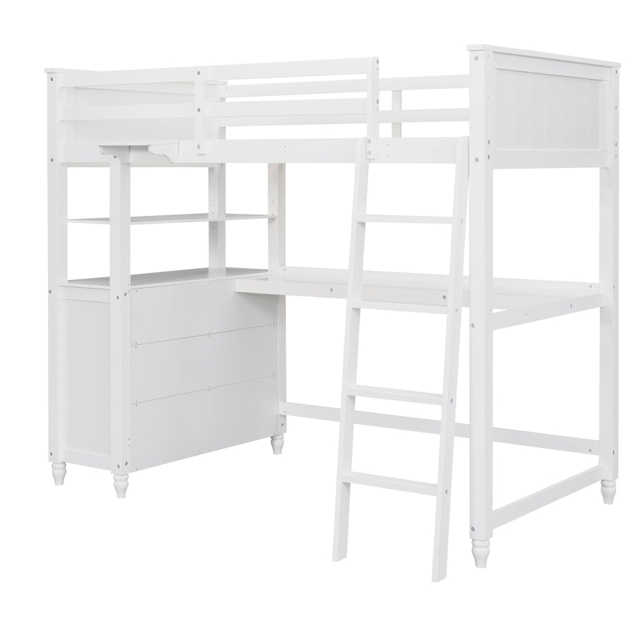 Twin-Size-Hochbett mit Schubladen und Schreibtisch