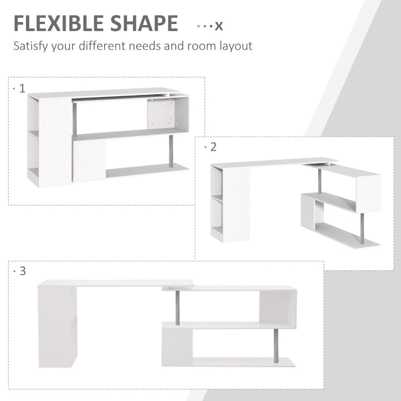White 360° Rotating Corner Desk