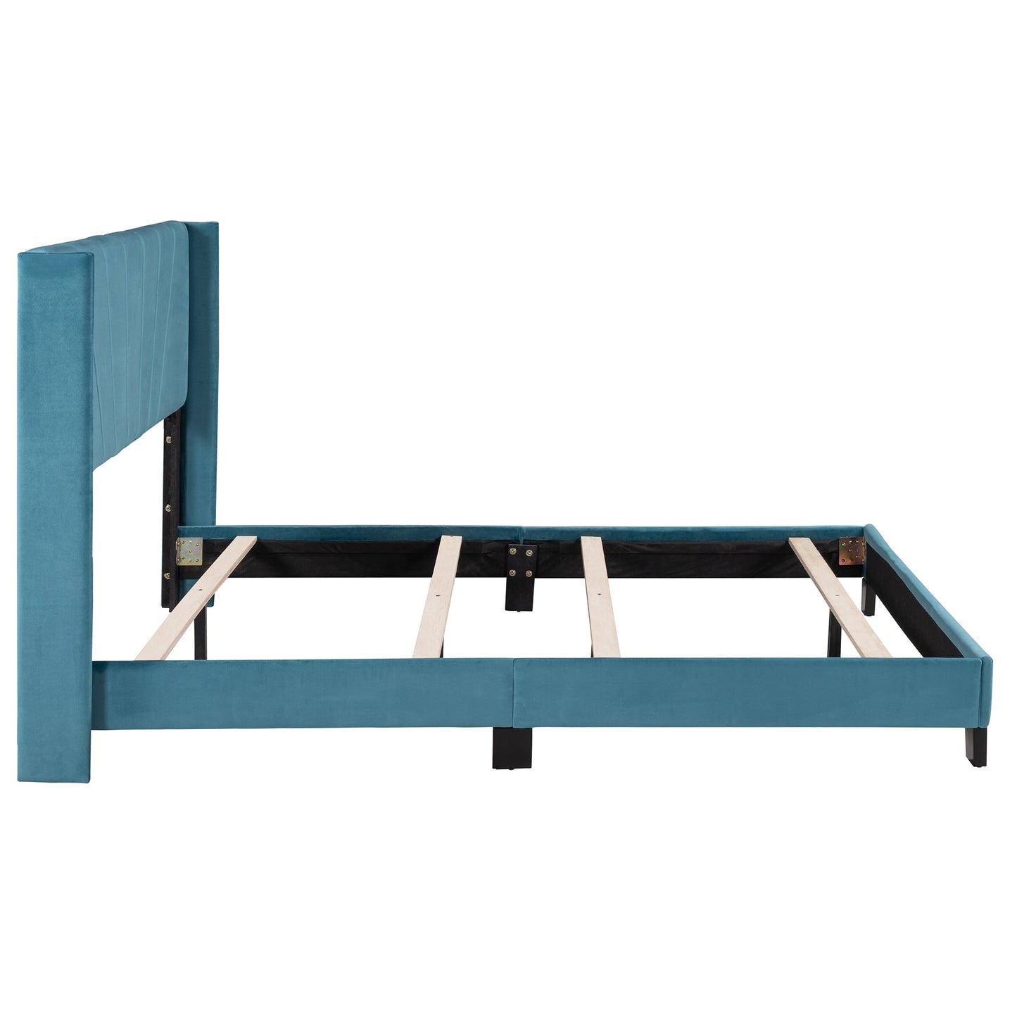 Queen-Size-Plattformbett mit Samtpolsterung
