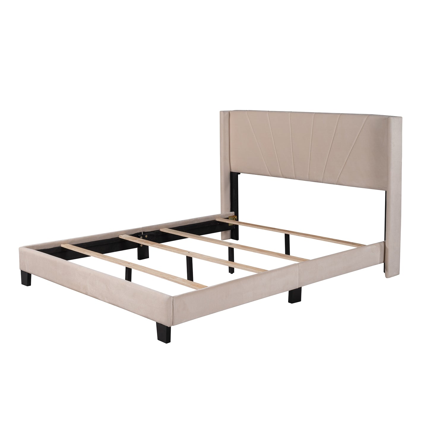 Queen-Size-Plattformbett mit Samtpolsterung