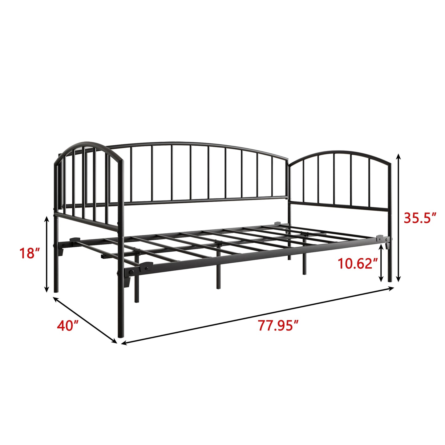 Black Metal Striped Daybed