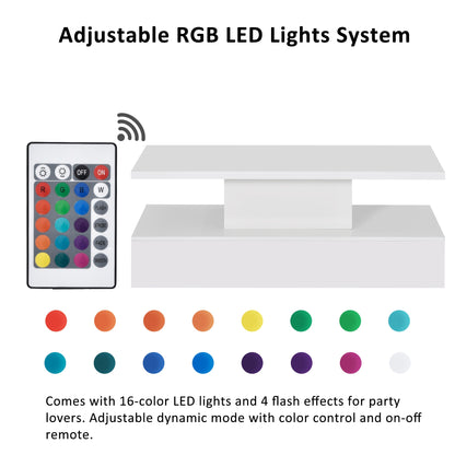 Coffee Cocktail Table + LED Lighting & Remote Control