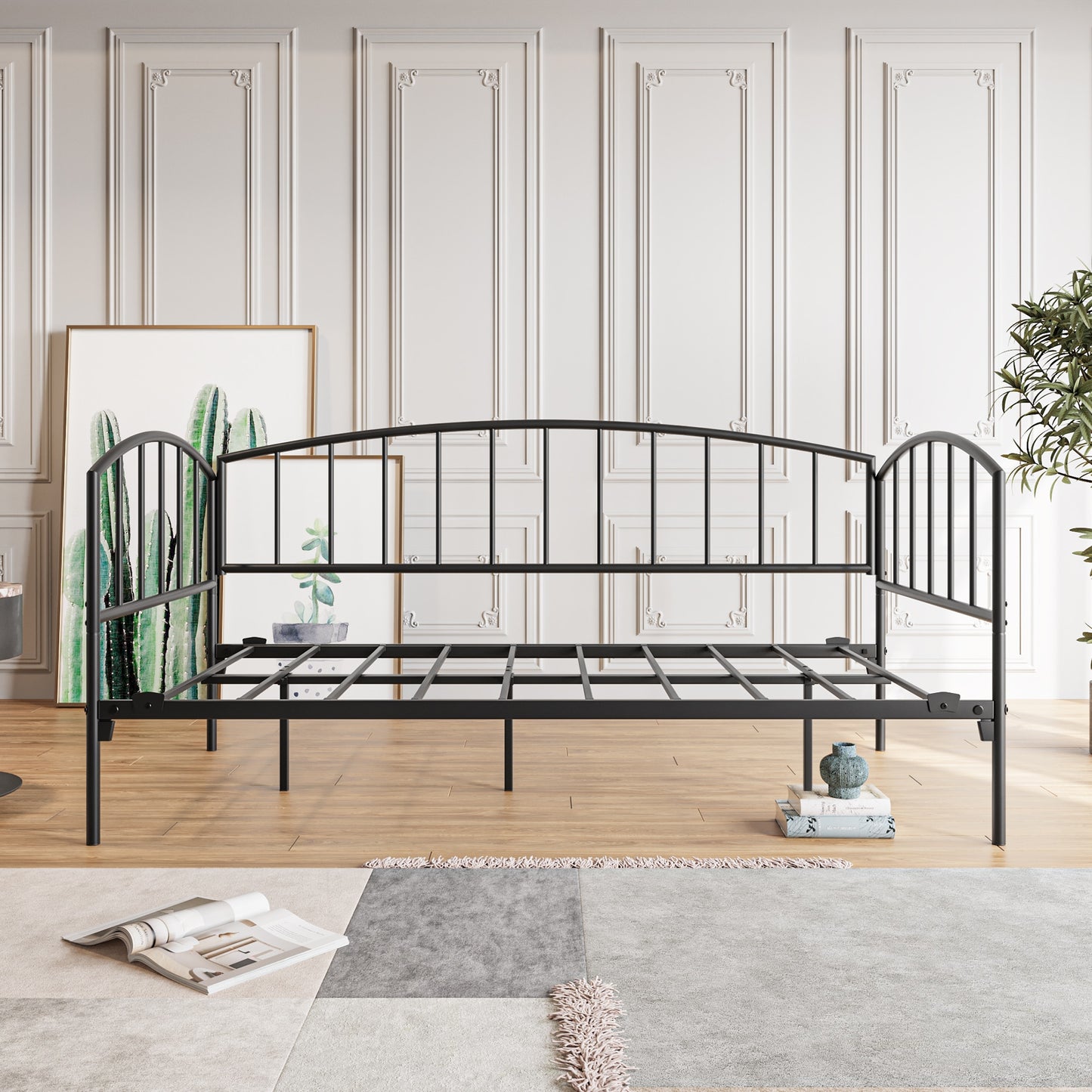 Black Metal Striped Daybed