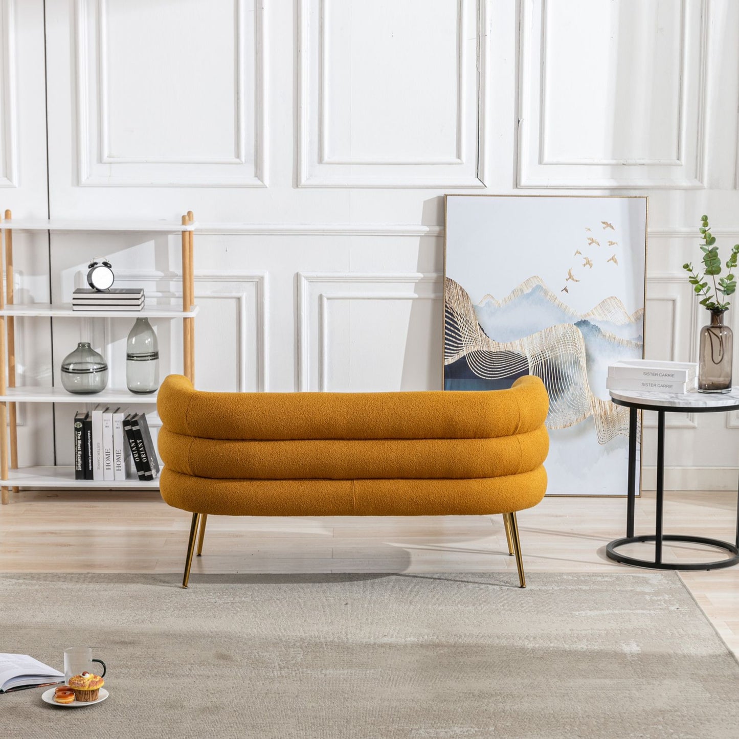 Leisure Sofa with Golden Stainless Steel Feet