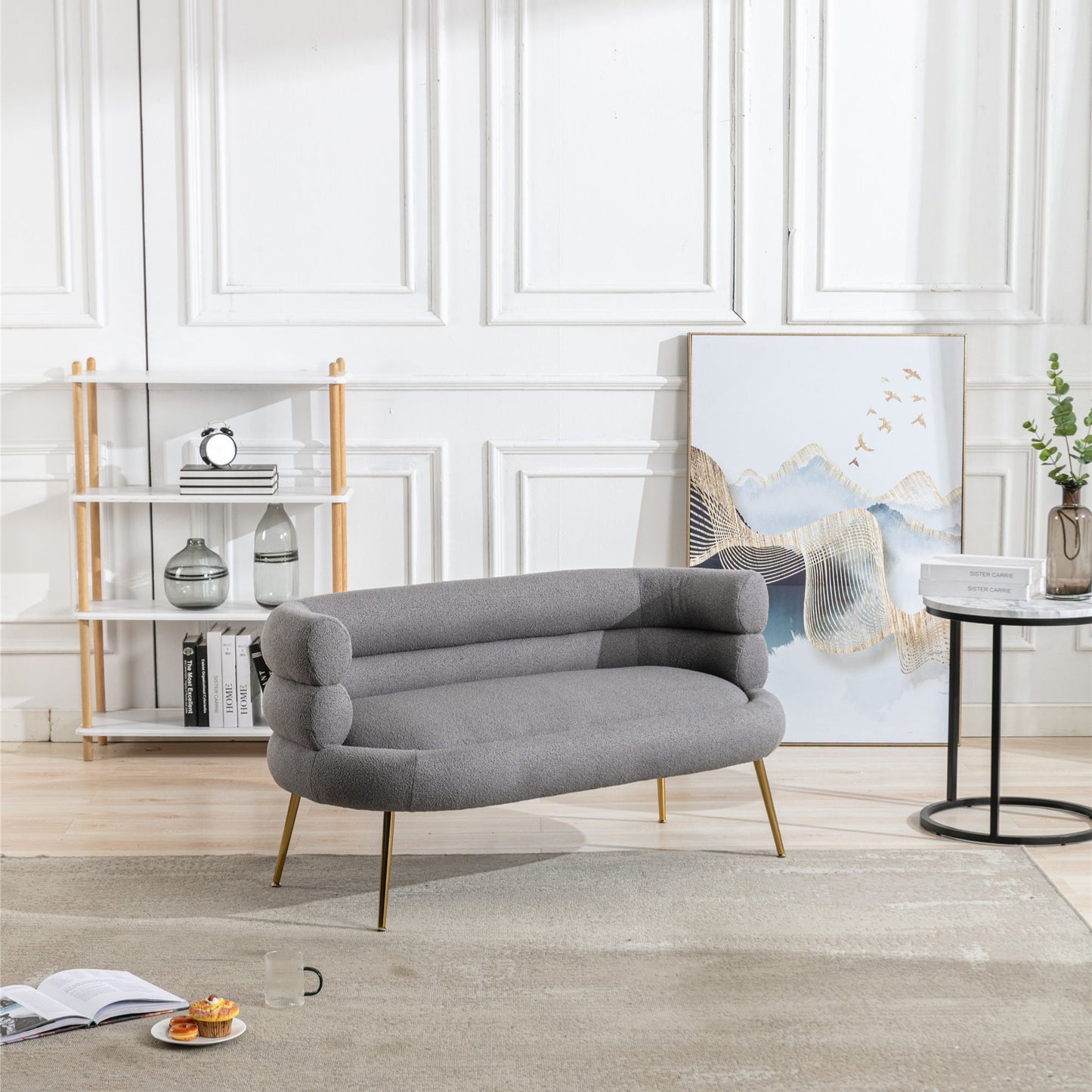 Leisure Sofa with Golden Stainless Steel Feet