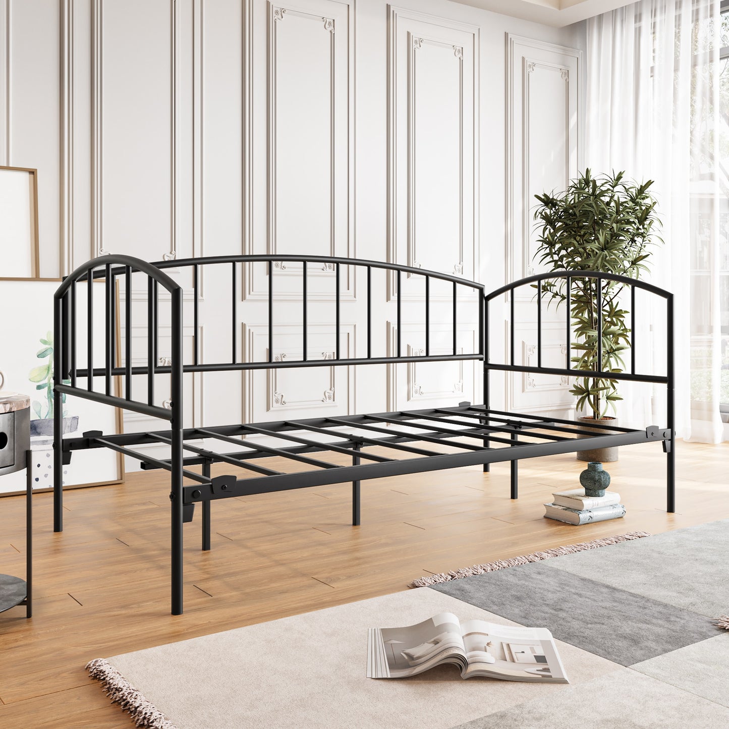 Black Metal Striped Daybed