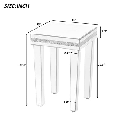 Set of 3 Modern Glass Crystal Design Mirrored Coffee Table