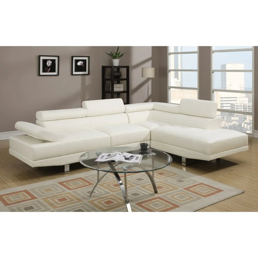 Adjustable Headrest Sectional Sofa + Chaise