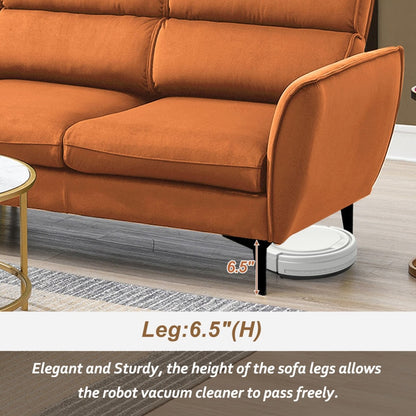 Orange Convertible Sectional Sofa + Chaise