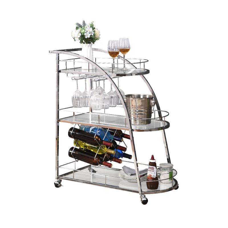 Chrome 3- Tier Mobile Bar Cart