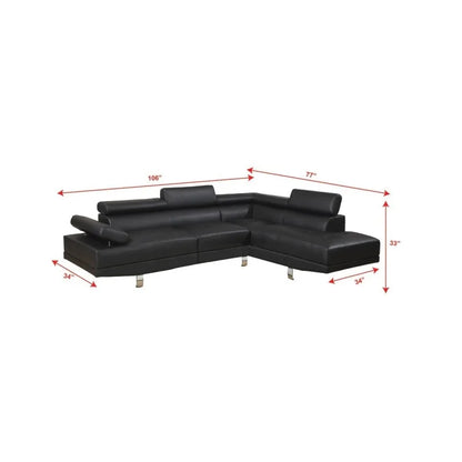 Adjustable Headrest Sectional Sofa + Chaise