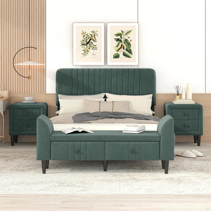 Upholstered Velvet 4-Piece Bed Set