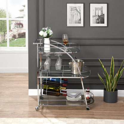 Chrome 3- Tier Mobile Bar Cart
