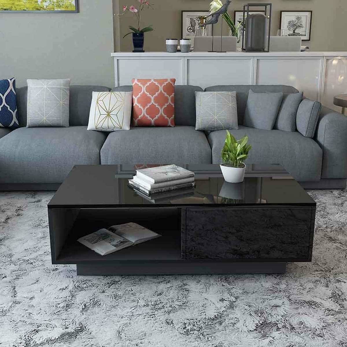 High Gloss Coffee Table + LED