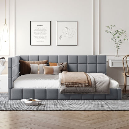 Upholstered Full Size Gray Velvet Daybed