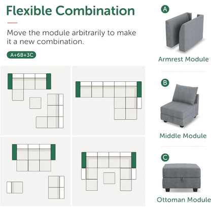 Oversized combination sofa with storage seats