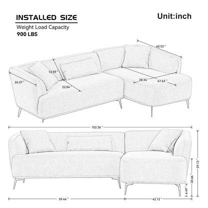 Classic L Shaped Sectional Sofa + Chaise