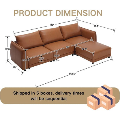 Leather Sectional Sofa with Ottoman