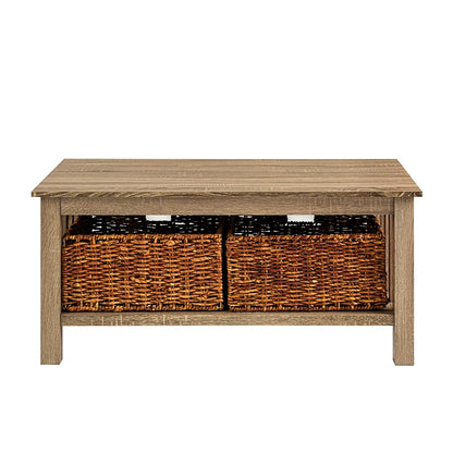Traditional Storage Coffee Table with Bins, Driftwood Luxury Coffee Table