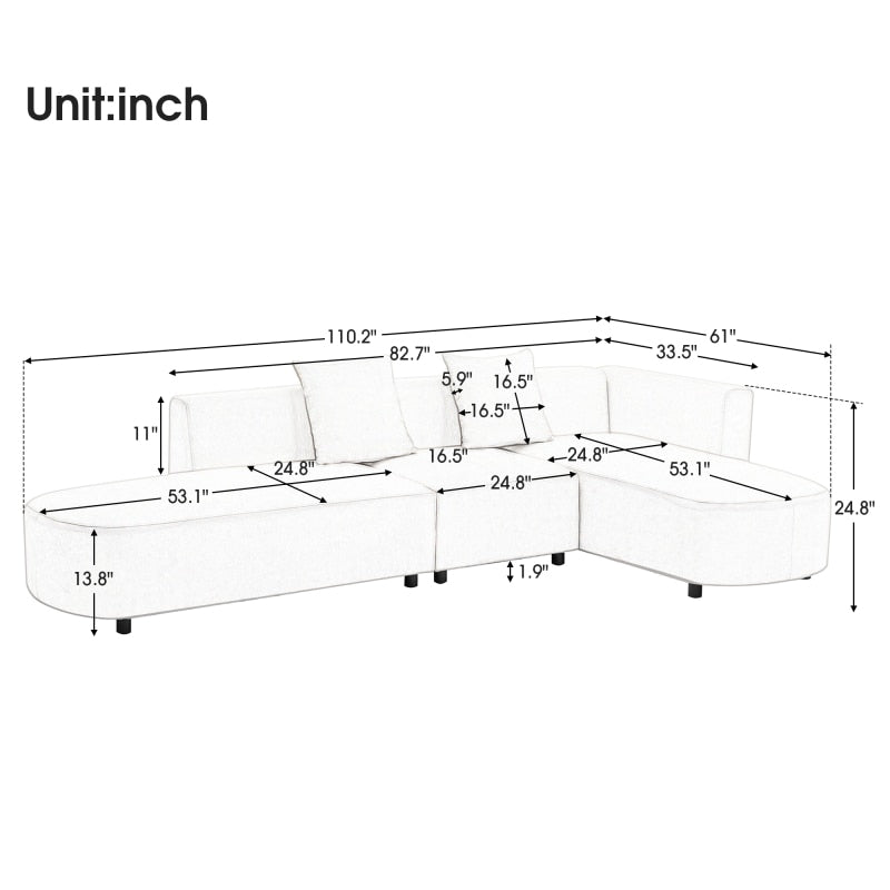 Grey Luxury Modern Style Sofa