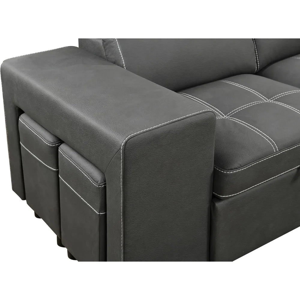Convertible L-shaped sofa with pull-out bed