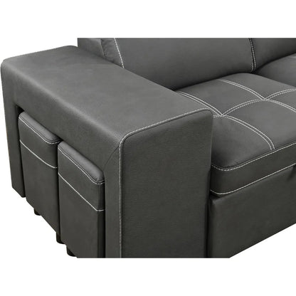 Convertible L-shaped sofa with pull-out bed