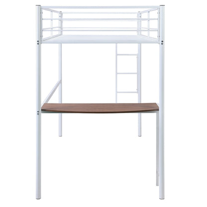 Zweibettzimmer über Vollmetall-Etagenbett mit Schreibtisch und Leiter
