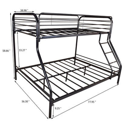 Twin Over Full Bunk Bed Frame With Inclined Ladder