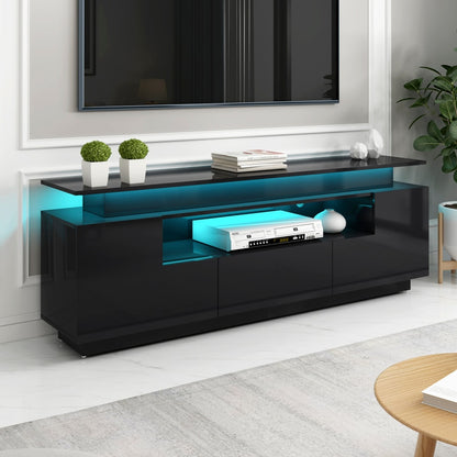 TV Stand with Two Media Storage and LED light