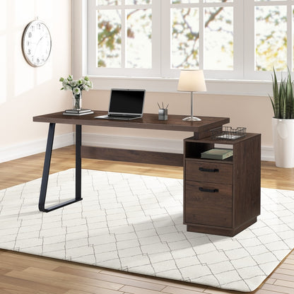 Brown Study Desk with Drawers