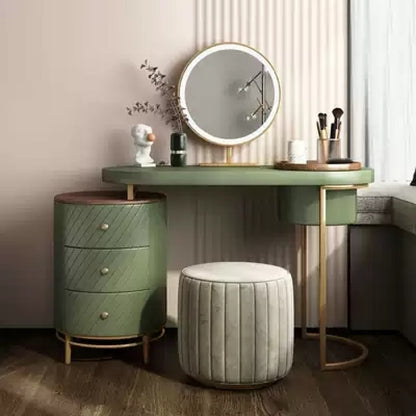 Vanity Table With LED Lighted Mirror,  Movable Tray Top, and 4 Solid Wood Drawers