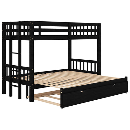 Espresso-Doppelbett über Etagenbett mit Ausziehbett