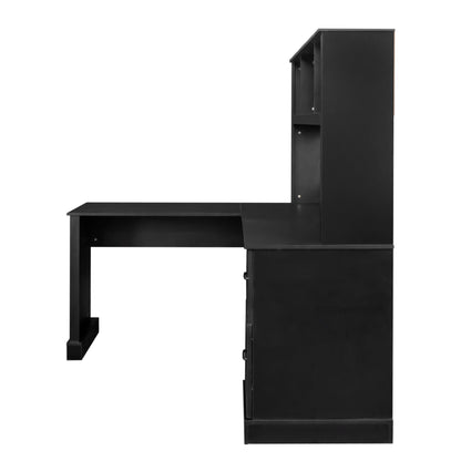 Schreibtisch mit Hutch, Antikschwarz-Finish