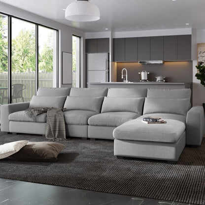 Modernes L-förmiges Sofagarnitur, umwandelbare Sofa-Couch mit umkehrbarer Chaiselongue