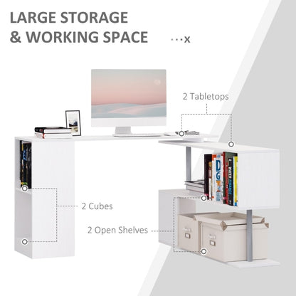 White 360° Rotating Corner Desk