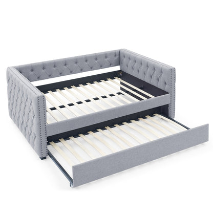 Grey Upholstered Daybed with Trundle