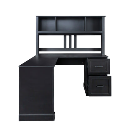 Schreibtisch mit Hutch, Antikschwarz-Finish