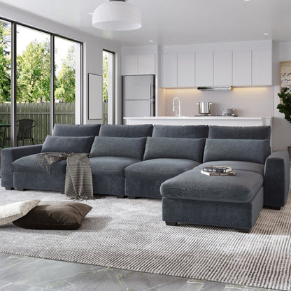 Modernes L-förmiges Sofagarnitur, umwandelbare Sofa-Couch mit umkehrbarer Chaiselongue