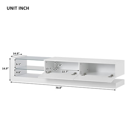 TV Stand with Two Media Storage and LED light