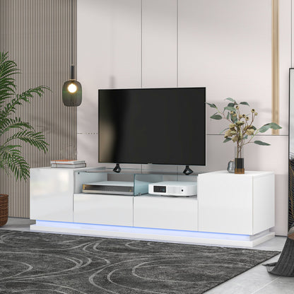 TV Stand with Two Media Storage and LED light