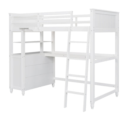 Twin-Size-Hochbett mit Schubladen und Schreibtisch