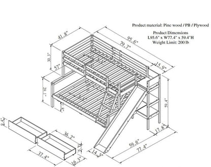 Twin Over Twin Bunk Bed with Slide